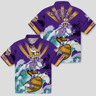 Personalized Minnesota Vikings Hawaiian Shirt, Surfing Skeleton NFL Beachwear