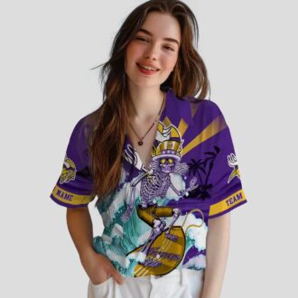 Personalized Minnesota Vikings Hawaiian Shirt, Surfing Skeleton NFL Beachwear
