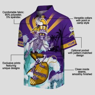 Personalized Minnesota Vikings Hawaiian Shirt, Surfing Skeleton NFL Beachwear