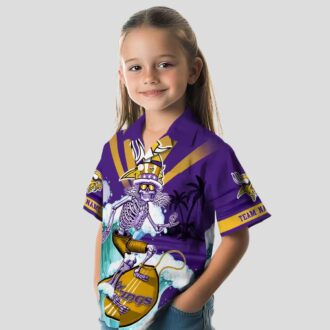 Personalized Minnesota Vikings Hawaiian Shirt, Surfing Skeleton NFL Beachwear