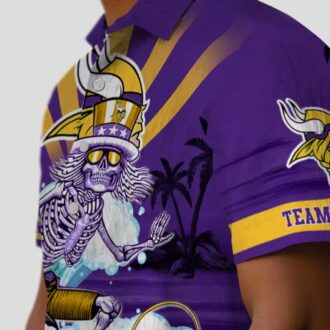 Personalized Minnesota Vikings Hawaiian Shirt, Surfing Skeleton NFL Beachwear