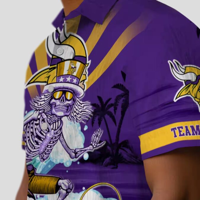 Personalized Minnesota Vikings Hawaiian Shirt, Surfing Skeleton NFL Beachwear