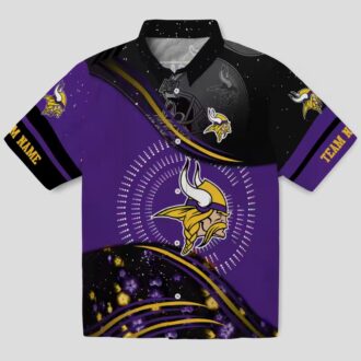 Purple Black Minnesota Vikings Hawaiian Shirt, NFL Football Wave Aloha Beach Outfit