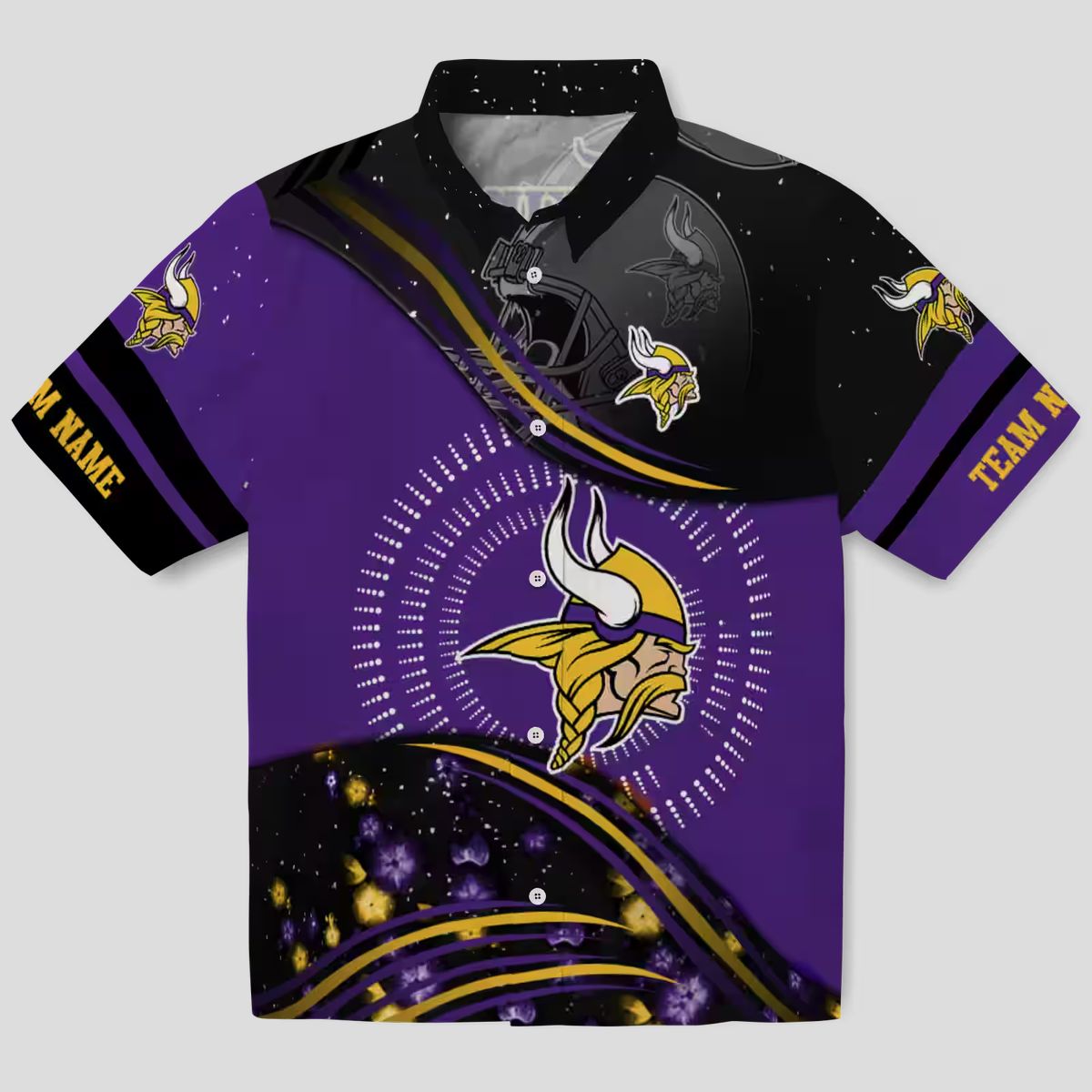 Purple Black Minnesota Vikings Hawaiian Shirt, NFL Football Wave Aloha Beach Outfit