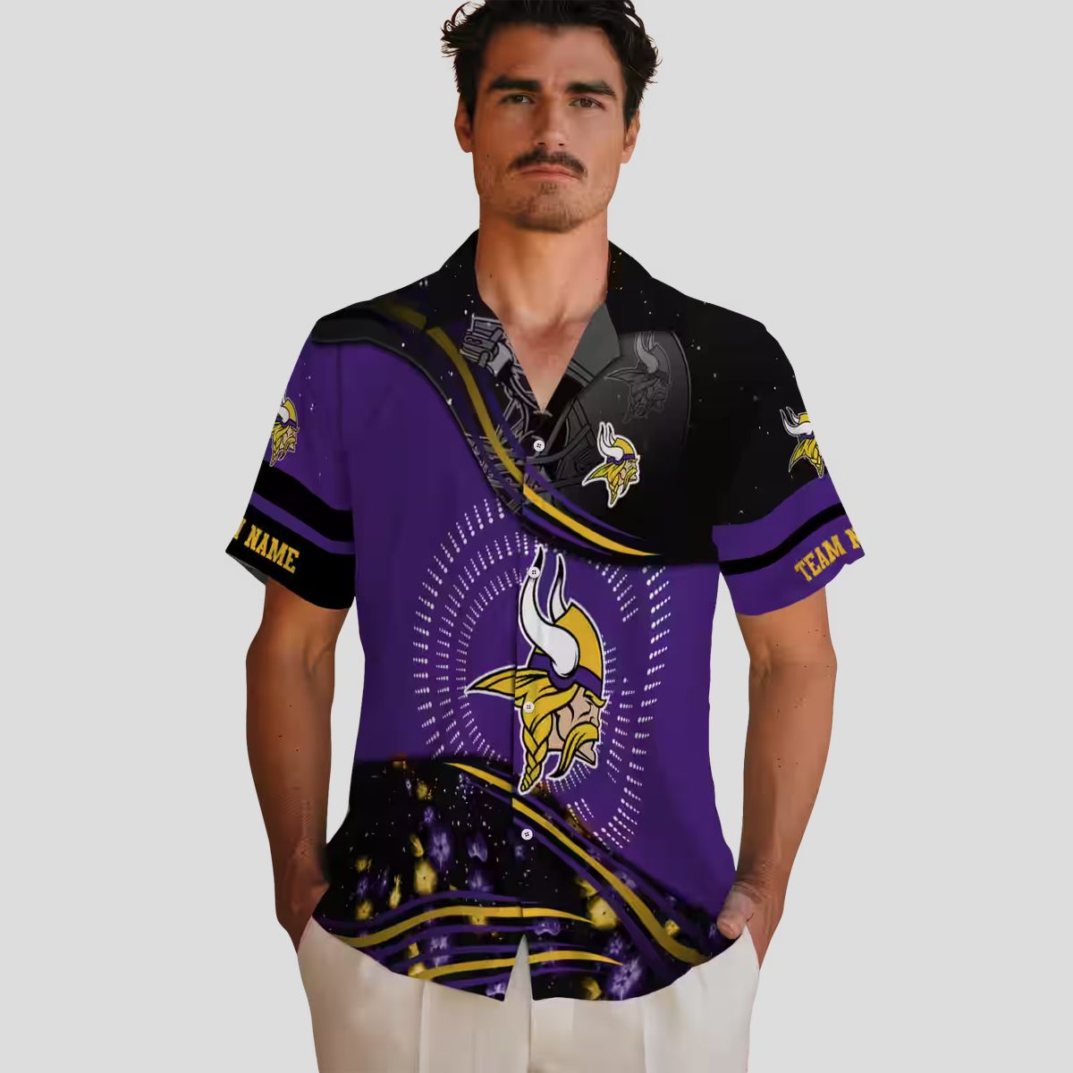 Purple Black Minnesota Vikings Hawaiian Shirt, NFL Football Wave Aloha Beach Outfit