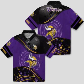 Purple Black Minnesota Vikings Hawaiian Shirt, NFL Football Wave Aloha Beach Outfit