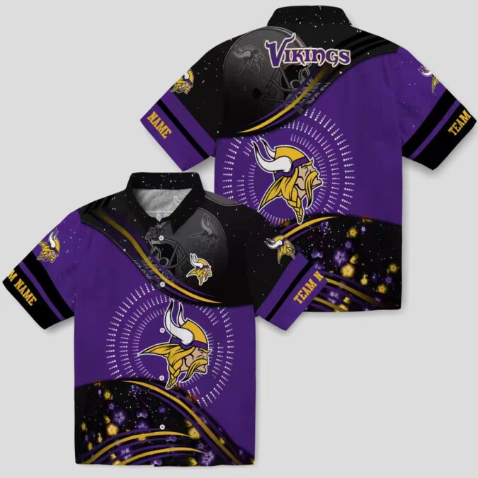 Purple Black Minnesota Vikings Hawaiian Shirt, NFL Football Wave Aloha Beach Outfit