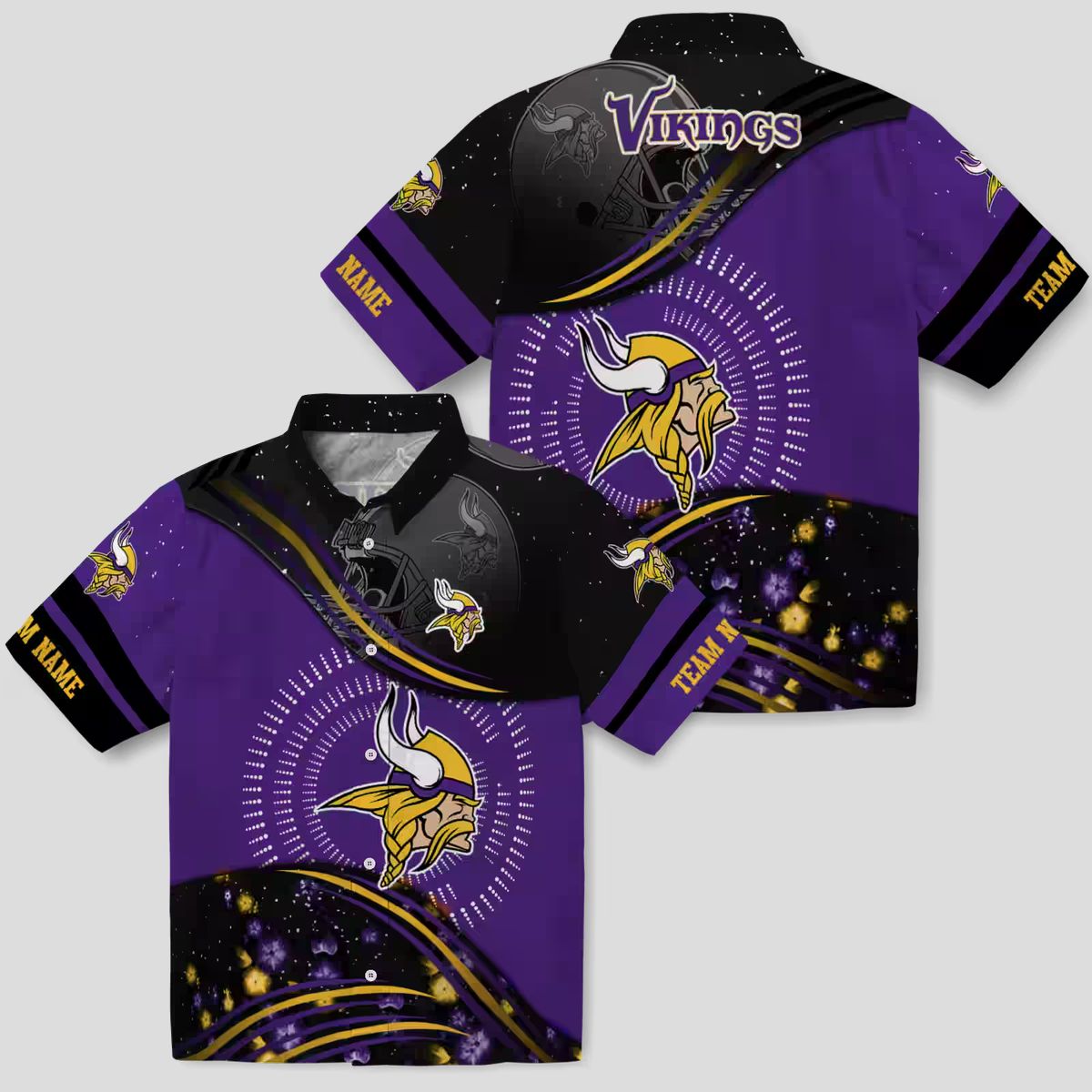 Purple Black Minnesota Vikings Hawaiian Shirt, NFL Football Wave Aloha Beach Outfit