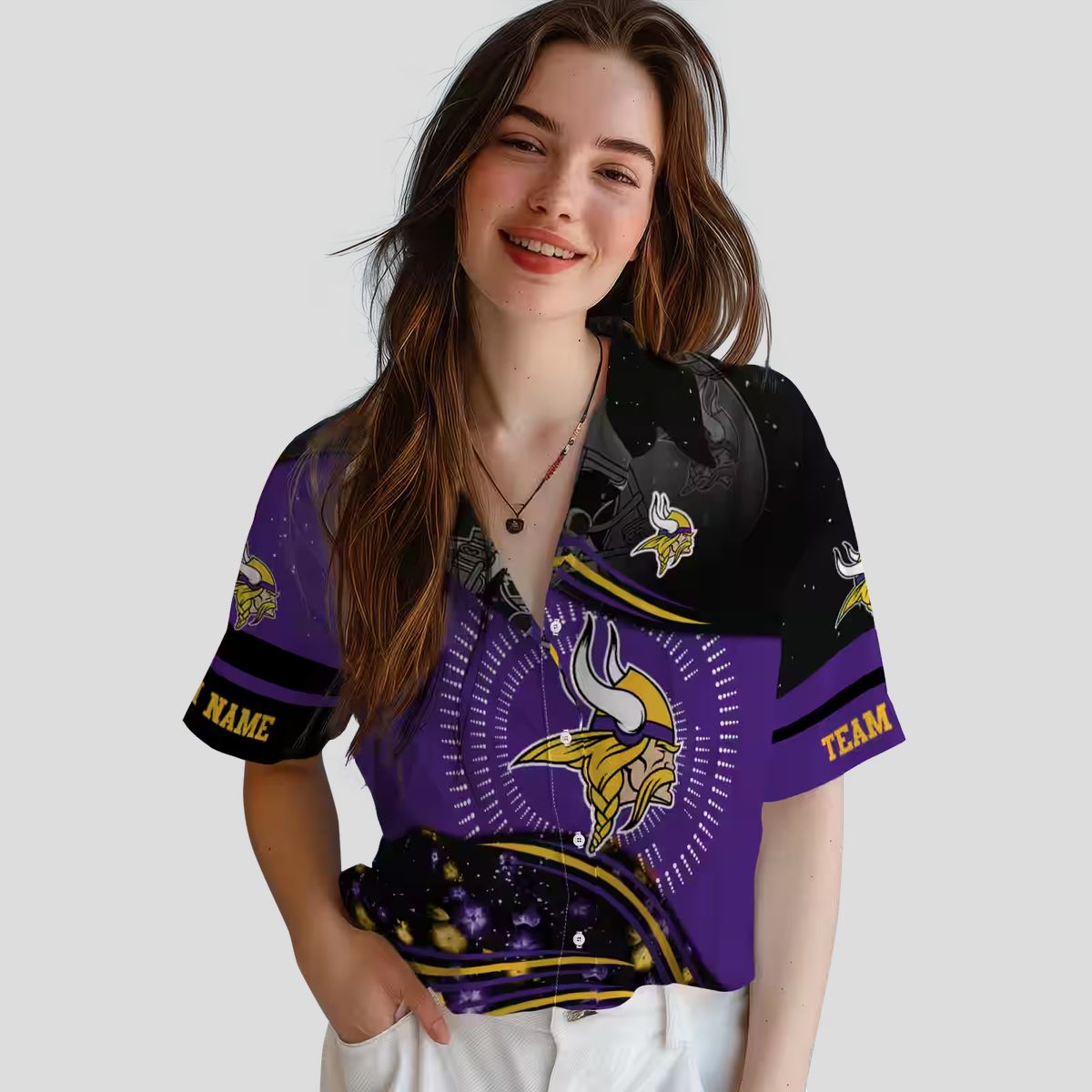 Purple Black Minnesota Vikings Hawaiian Shirt, NFL Football Wave Aloha Beach Outfit
