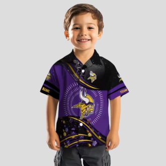 Purple Black Minnesota Vikings Hawaiian Shirt, NFL Football Wave Aloha Beach Outfit