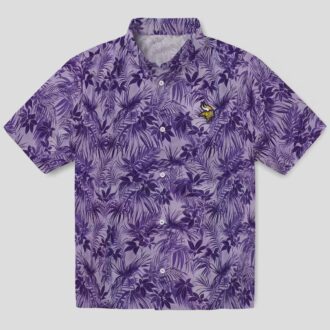 Purple Minnesota Vikings Leafy Hawaiian Shirt, Football Tailgate & Vacation Outfit