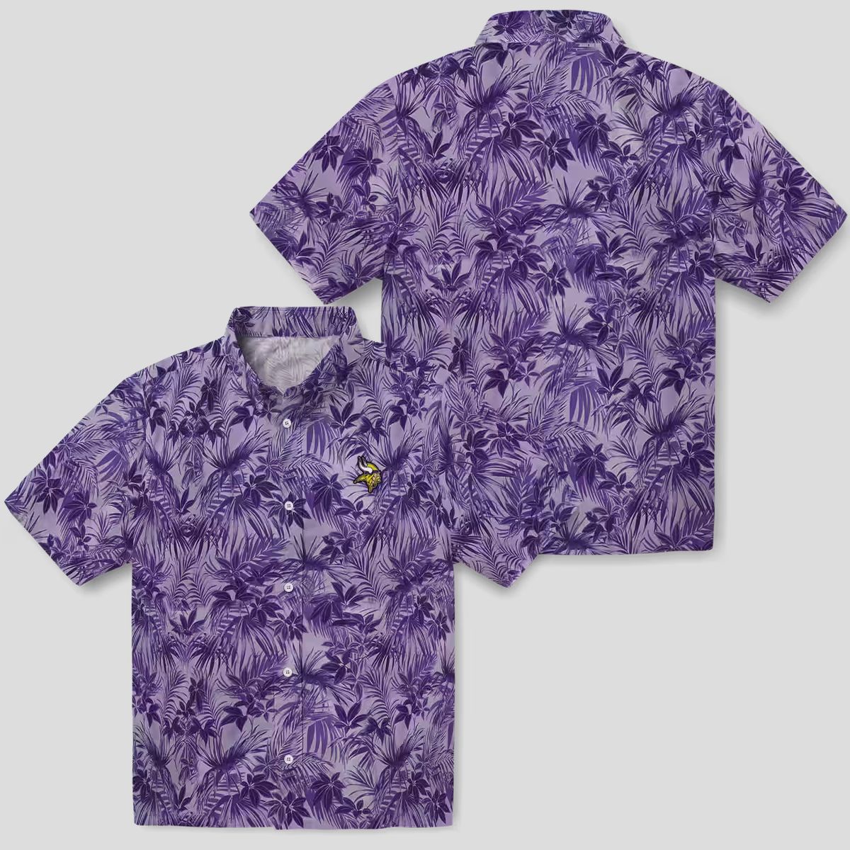 Purple Minnesota Vikings Leafy Hawaiian Shirt, Football Tailgate & Vacation Outfit