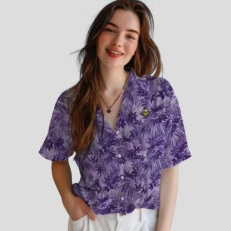 Purple Minnesota Vikings Leafy Hawaiian Shirt, Football Tailgate & Vacation Outfit