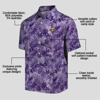 Purple Minnesota Vikings Leafy Hawaiian Shirt, Football Tailgate & Vacation Outfit