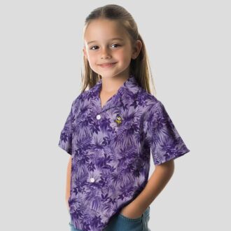 Purple Minnesota Vikings Leafy Hawaiian Shirt, Football Tailgate & Vacation Outfit