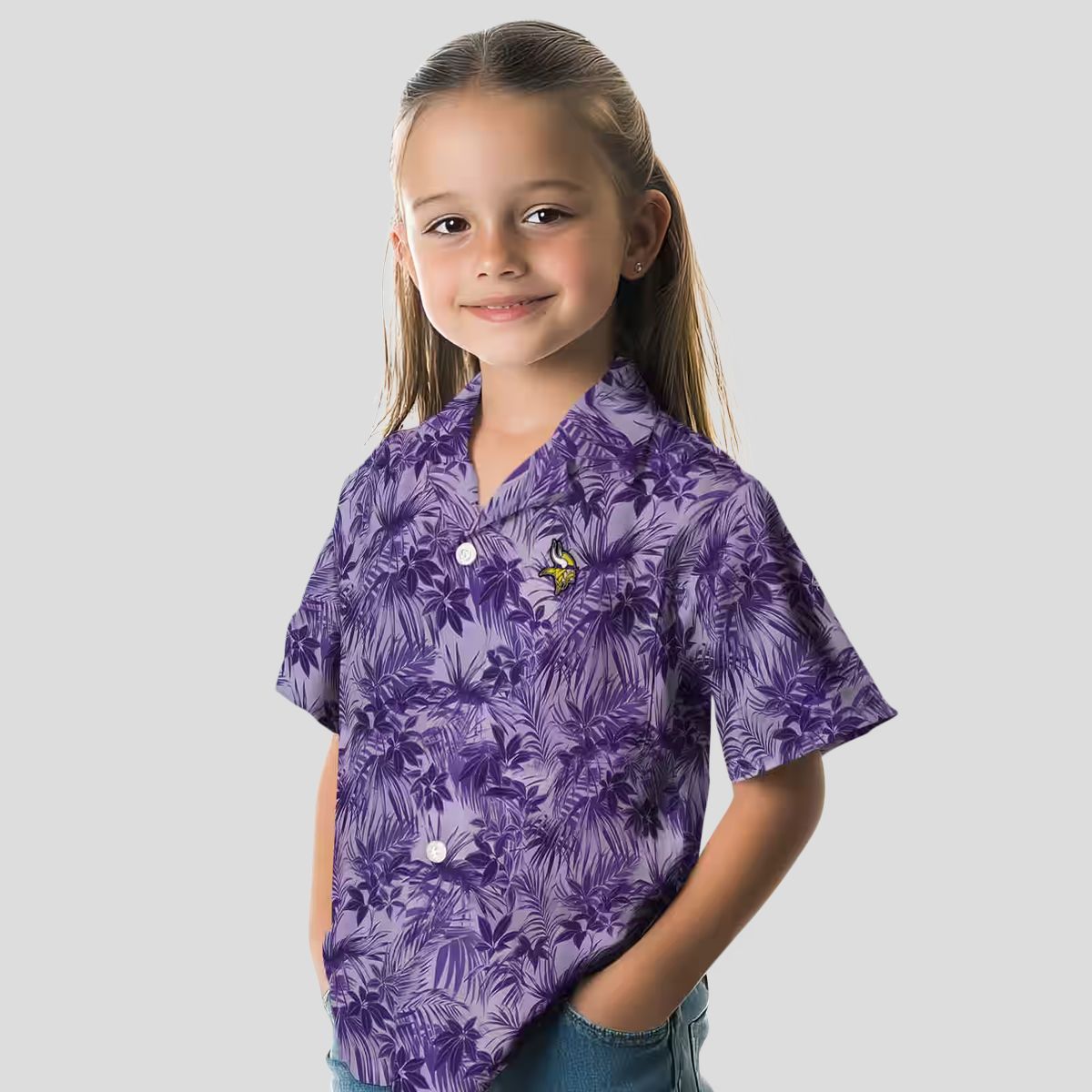 Purple Minnesota Vikings Leafy Hawaiian Shirt, Football Tailgate & Vacation Outfit