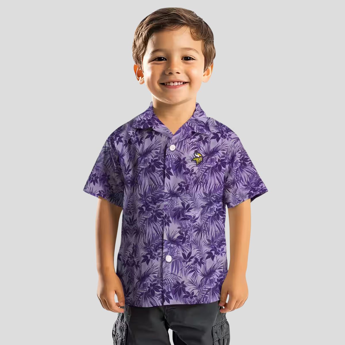 Purple Minnesota Vikings Leafy Hawaiian Shirt, Football Tailgate & Vacation Outfit