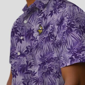 Purple Minnesota Vikings Leafy Hawaiian Shirt, Football Tailgate & Vacation Outfit