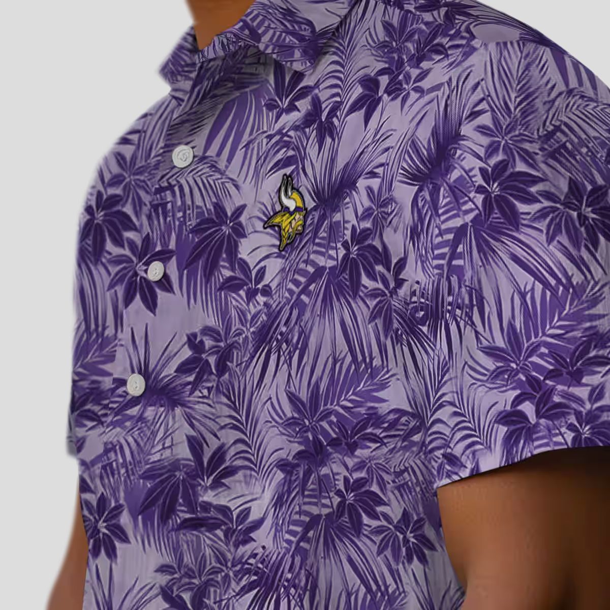 Purple Minnesota Vikings Leafy Hawaiian Shirt, Football Tailgate & Vacation Outfit