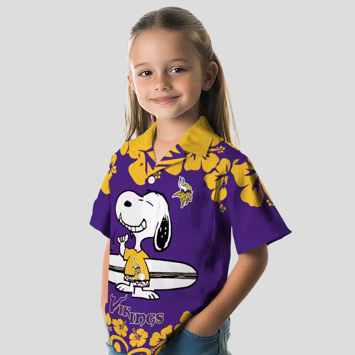 Snoopy Surf Minnesota Vikings Hawaiian Shirt, Purple & White Tropical Apparel