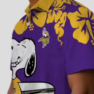 Snoopy Surf Minnesota Vikings Hawaiian Shirt, Purple & White Tropical Apparel