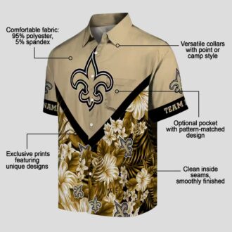 Custom New Orleans Saints Hawaiian Shirt, Floral Chevron Tropical NFL Apparel