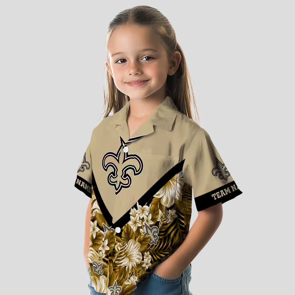 Custom New Orleans Saints Hawaiian Shirt, Floral Chevron Tropical NFL Apparel