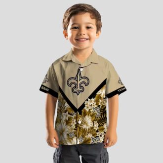 Custom New Orleans Saints Hawaiian Shirt, Floral Chevron Tropical NFL Apparel