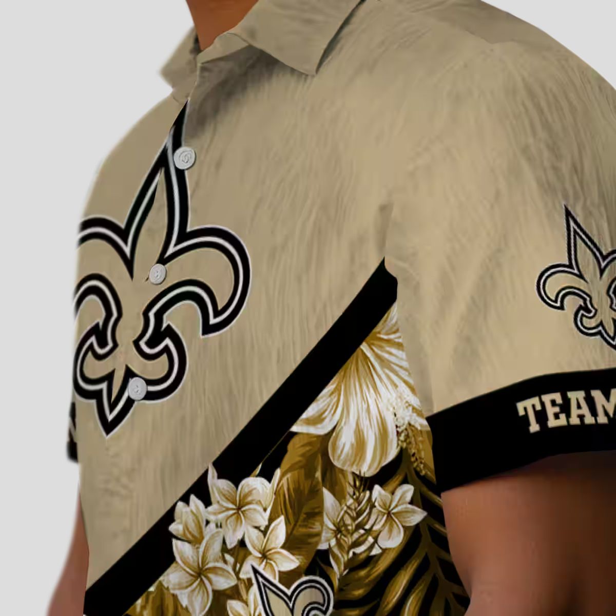 Custom New Orleans Saints Hawaiian Shirt, Floral Chevron Tropical NFL Apparel