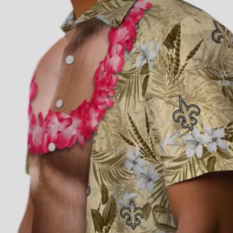 Gold New Orleans Saints Chest Illusion Hawaiian Shirt, Funny NFL Fan Outfits