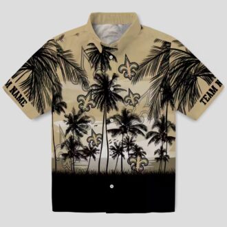 Gold & Black New Orleans Saints Sunset Hawaiian Shirt, Tropical Beach Fan Outfit