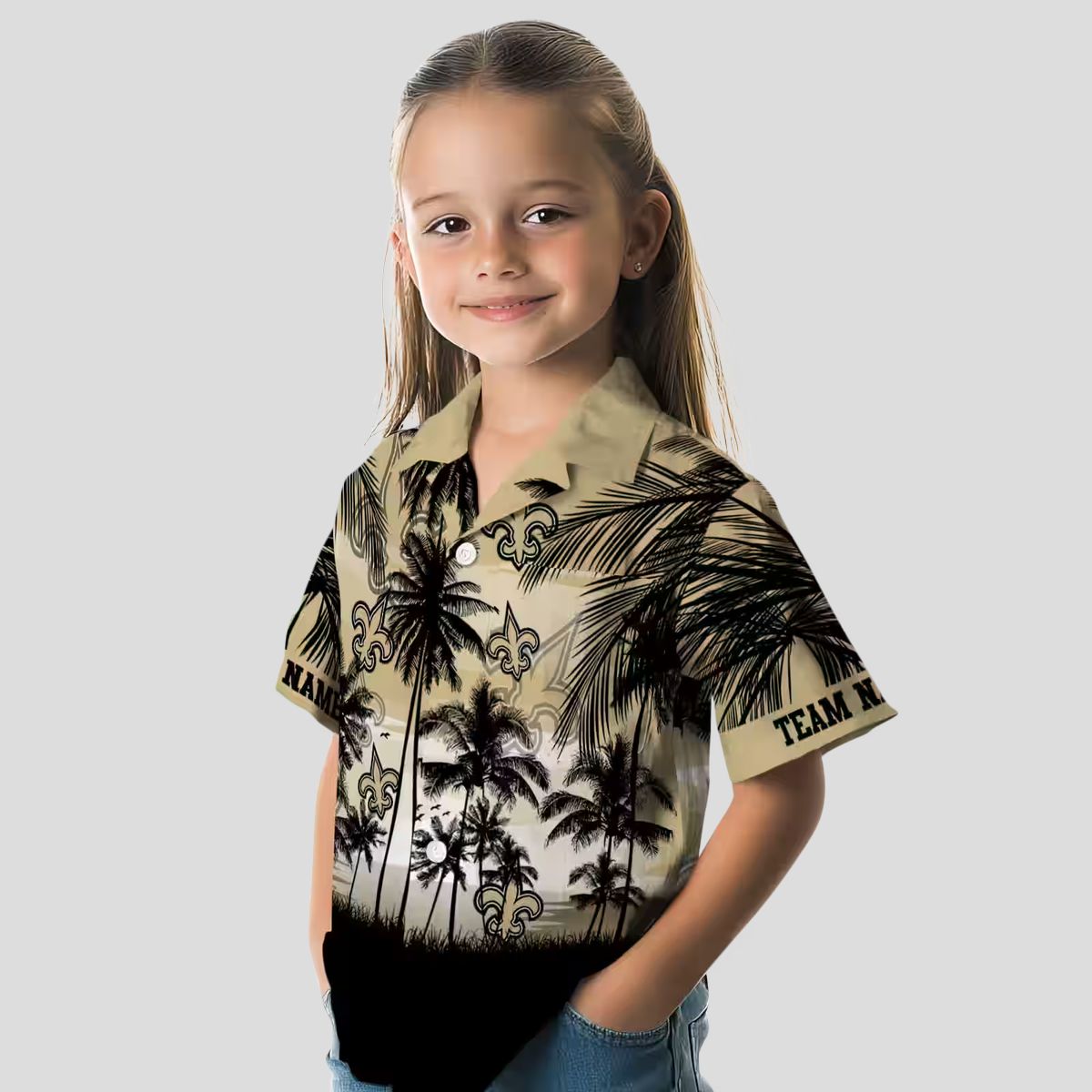 Gold & Black New Orleans Saints Sunset Hawaiian Shirt, Tropical Beach Fan Outfit