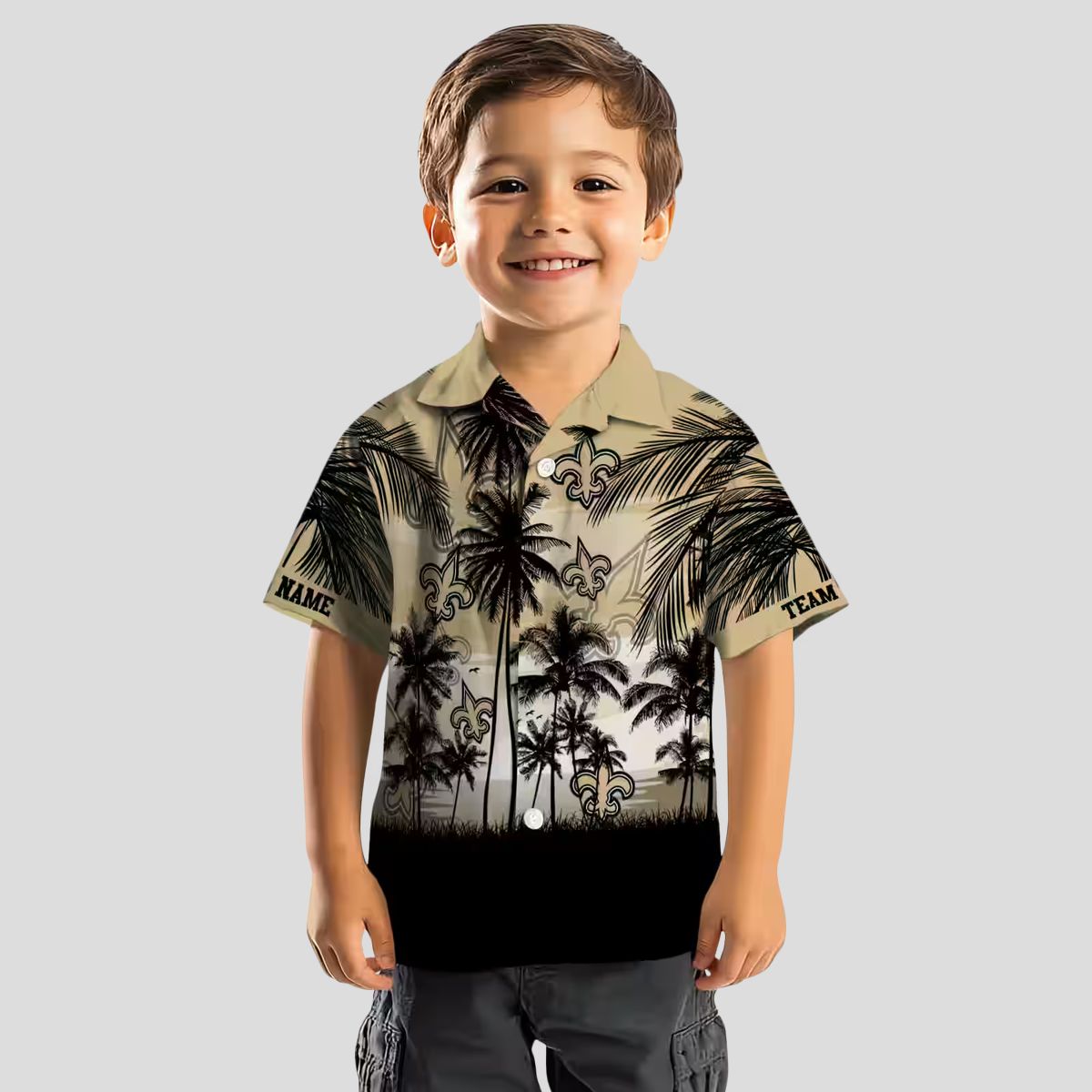 Gold & Black New Orleans Saints Sunset Hawaiian Shirt, Tropical Beach Fan Outfit