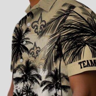 Gold & Black New Orleans Saints Sunset Hawaiian Shirt, Tropical Beach Fan Outfit