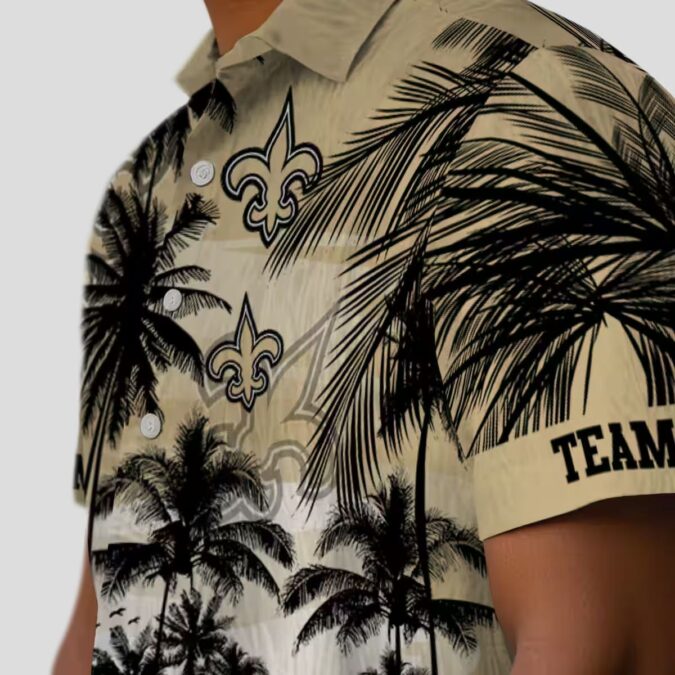 Gold & Black New Orleans Saints Sunset Hawaiian Shirt, Tropical Beach Fan Outfit
