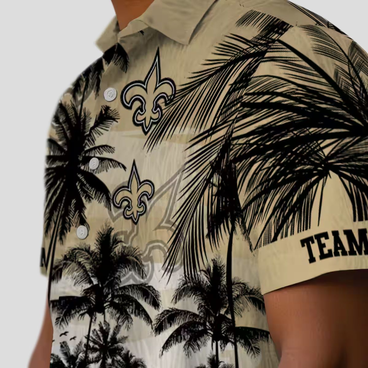Gold & Black New Orleans Saints Sunset Hawaiian Shirt, Tropical Beach Fan Outfit