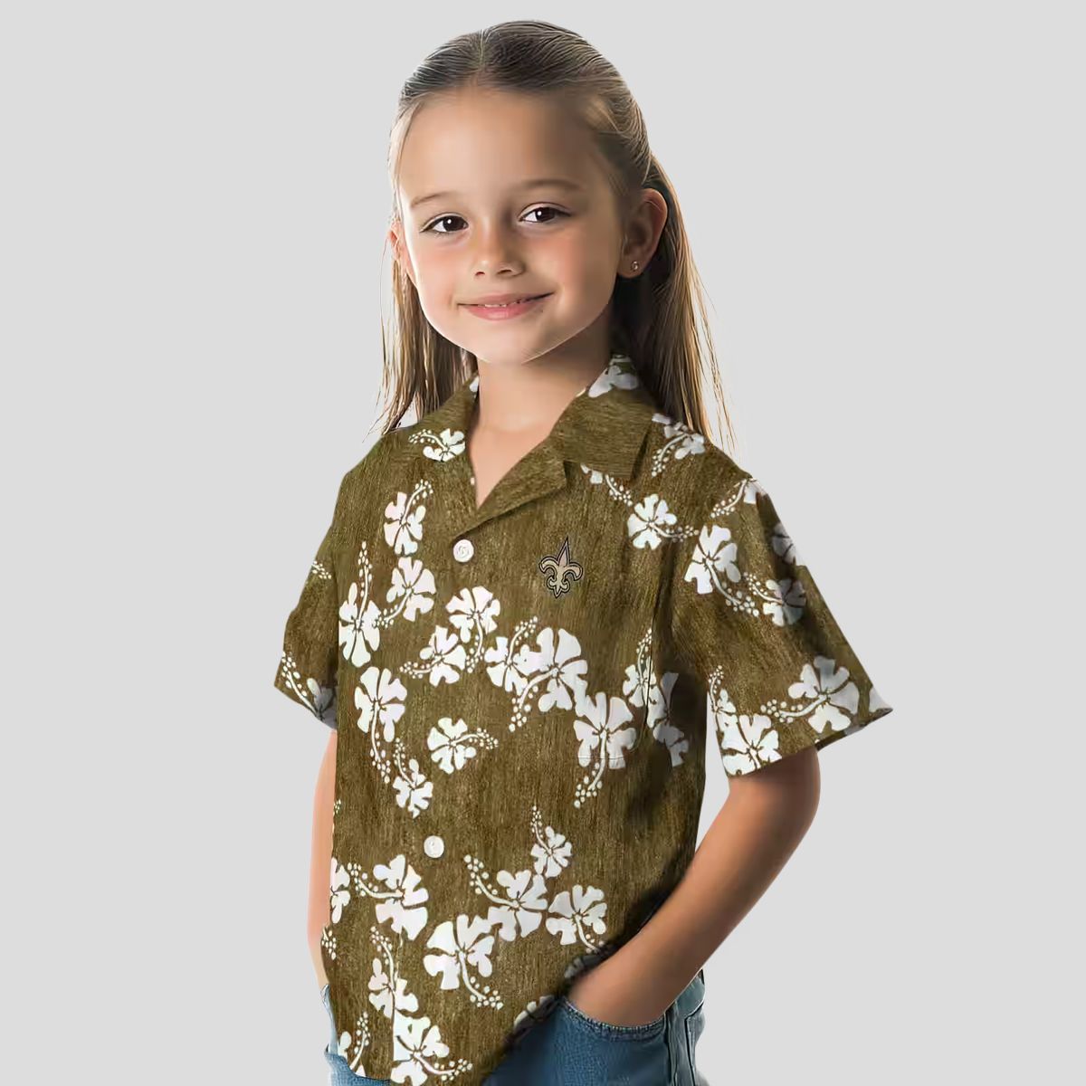 Gold New Orleans Saints Hibiscus Clusters Hawaiian Shirt, NFL Summer Wear