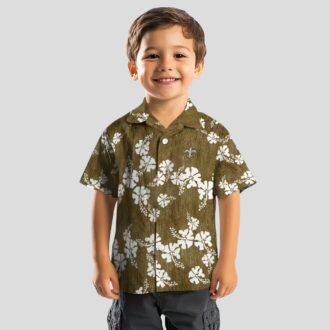 Gold New Orleans Saints Hibiscus Clusters Hawaiian Shirt, NFL Summer Wear