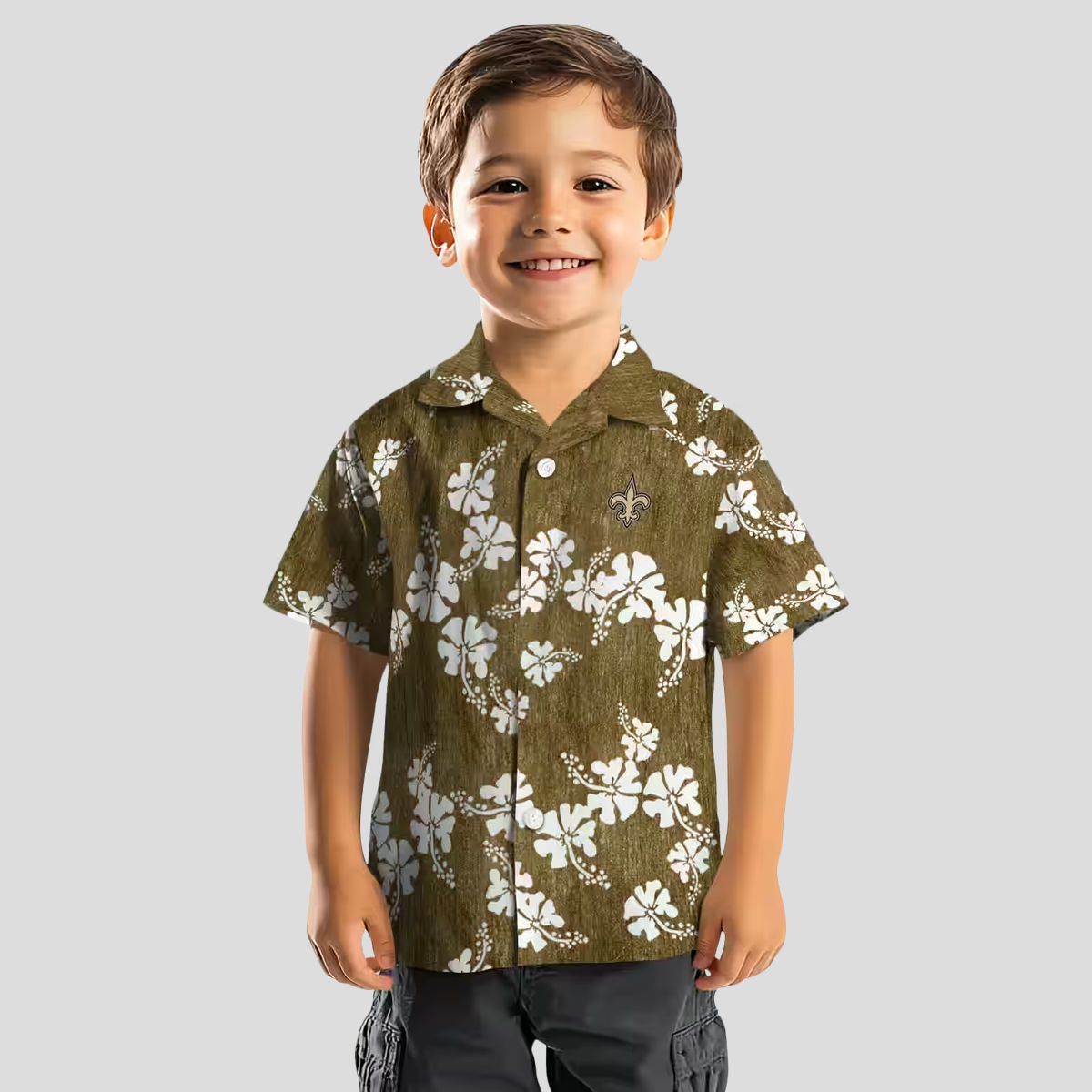 Gold New Orleans Saints Hibiscus Clusters Hawaiian Shirt, NFL Summer Wear