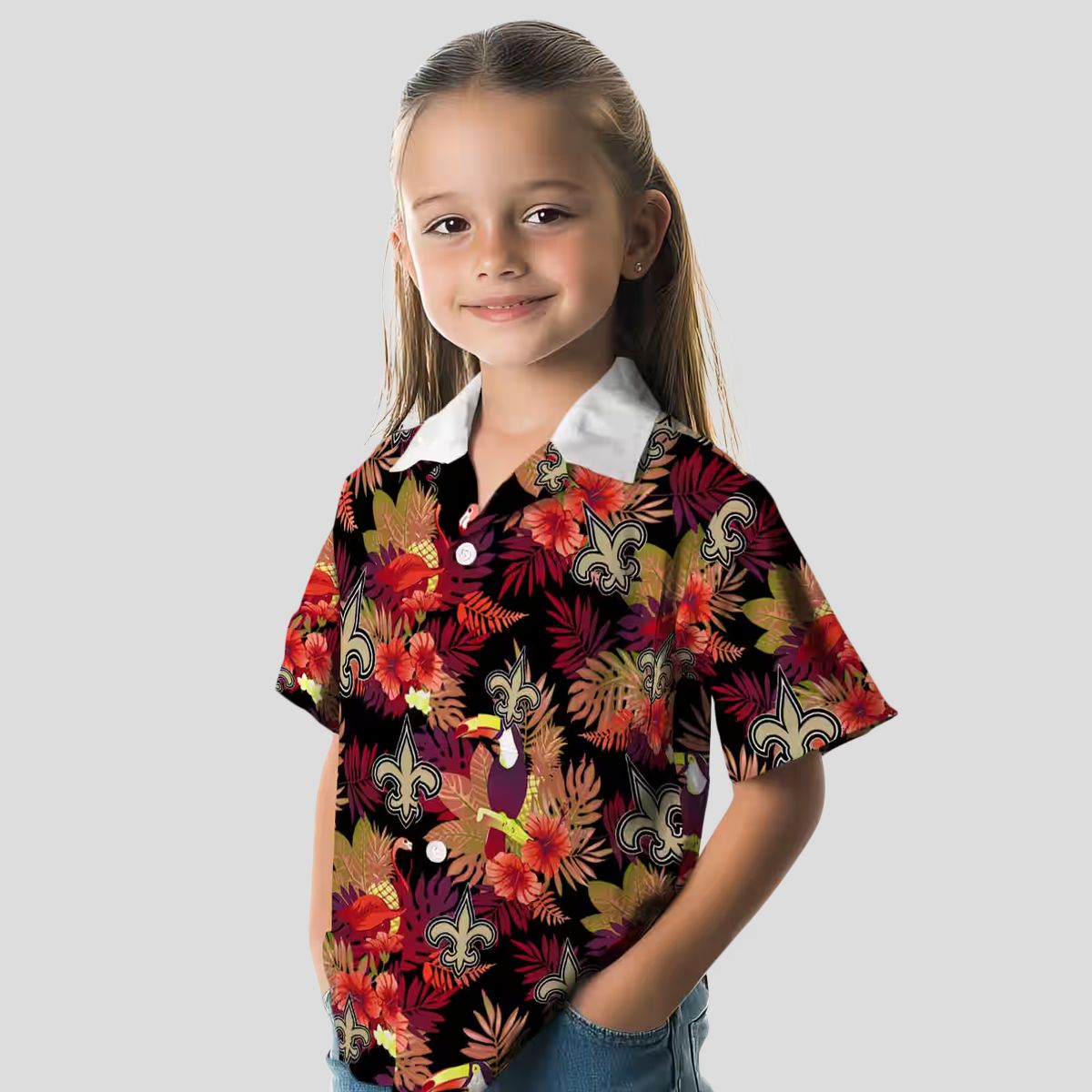 Gold Red New Orleans Saints Hawaiian Shirt - Toucan Hibiscus Print for Beach & Vacation