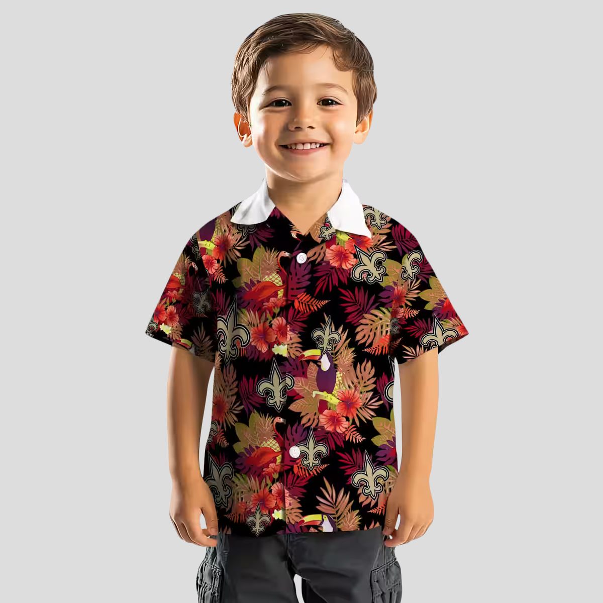 Gold Red New Orleans Saints Hawaiian Shirt - Toucan Hibiscus Print for Beach & Vacation