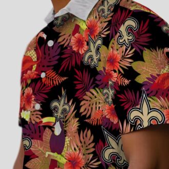 Gold Red New Orleans Saints Hawaiian Shirt - Toucan Hibiscus Print for Beach & Vacation