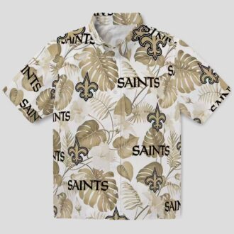 Gold White Tropical Hawaiian Shirt, New Orleans Saints NFL Fan Gear for Summer