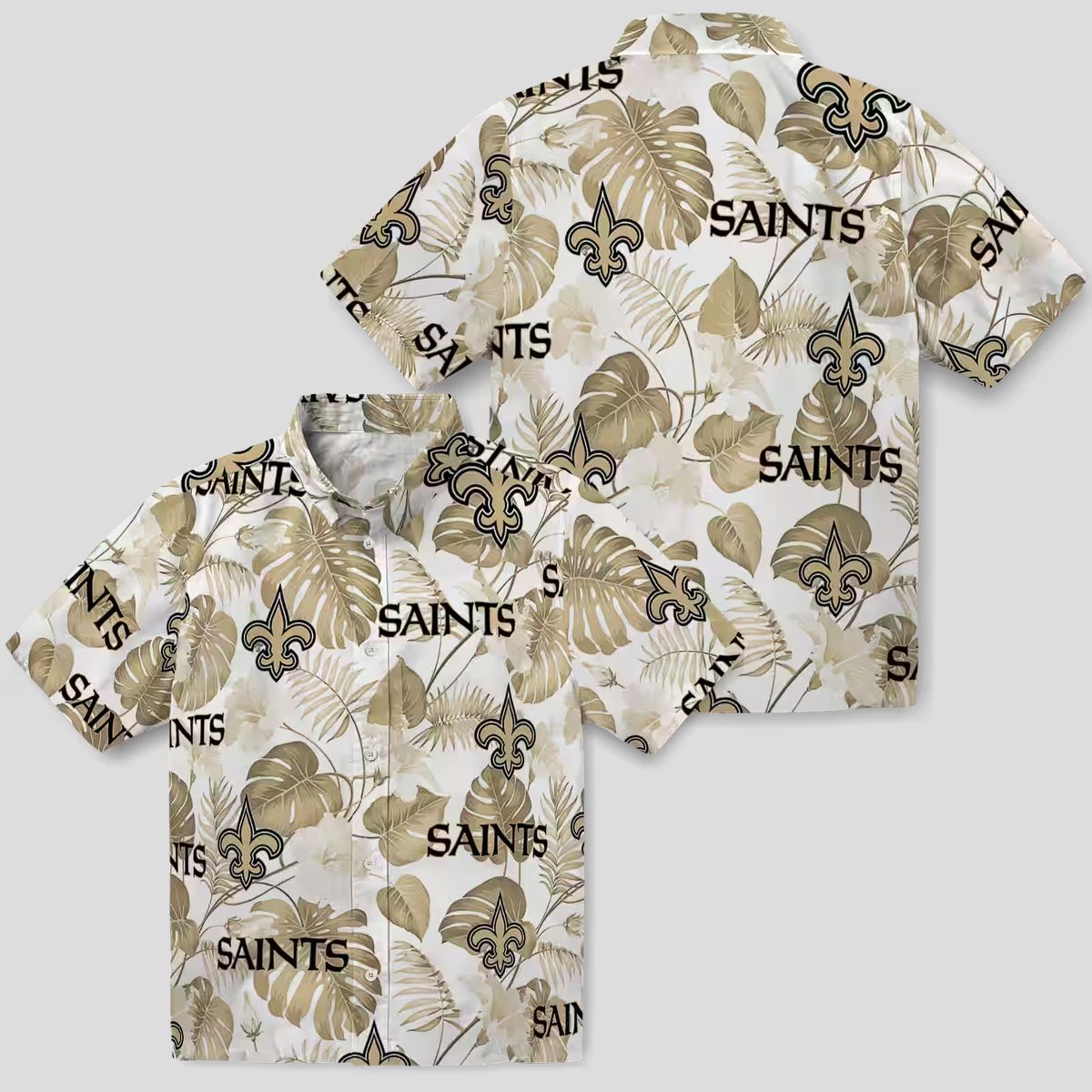 Gold White Tropical Hawaiian Shirt, New Orleans Saints NFL Fan Gear for Summer