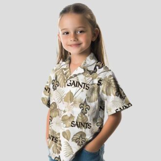 Gold White Tropical Hawaiian Shirt, New Orleans Saints NFL Fan Gear for Summer