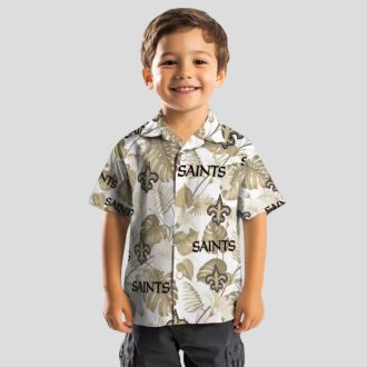 Gold White Tropical Hawaiian Shirt, New Orleans Saints NFL Fan Gear for Summer