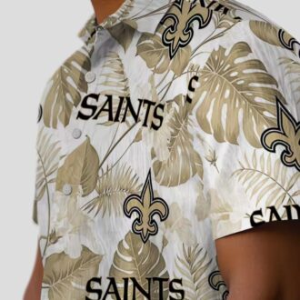 Gold White Tropical Hawaiian Shirt, New Orleans Saints NFL Fan Gear for Summer