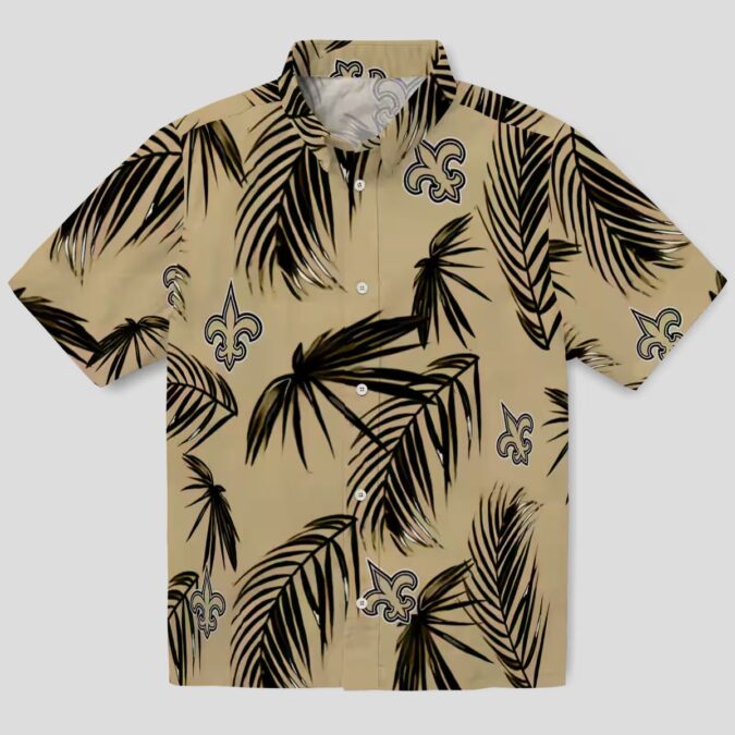 Limited Edition New Orleans Saints Hawaiian Shirt, Gold Palm NFL Vacation Outfit