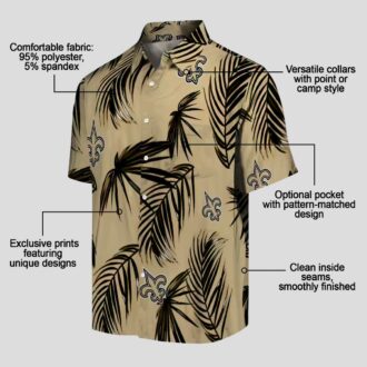 Limited Edition New Orleans Saints Hawaiian Shirt, Gold Palm NFL Vacation Outfit