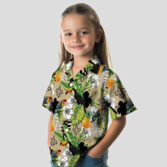 New Orleans Saints Aloha Button Up Shirt, Gold Green Tropical Toucan Hawaiian Shirt